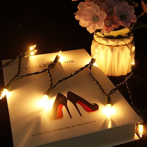 Miniatura 5 de MULTI-SPARKING Luces de Navidad de 5 pies 10 unidades tira de luces clásicas de alambre blanco blanco cálido luces incandescentes para decoración de