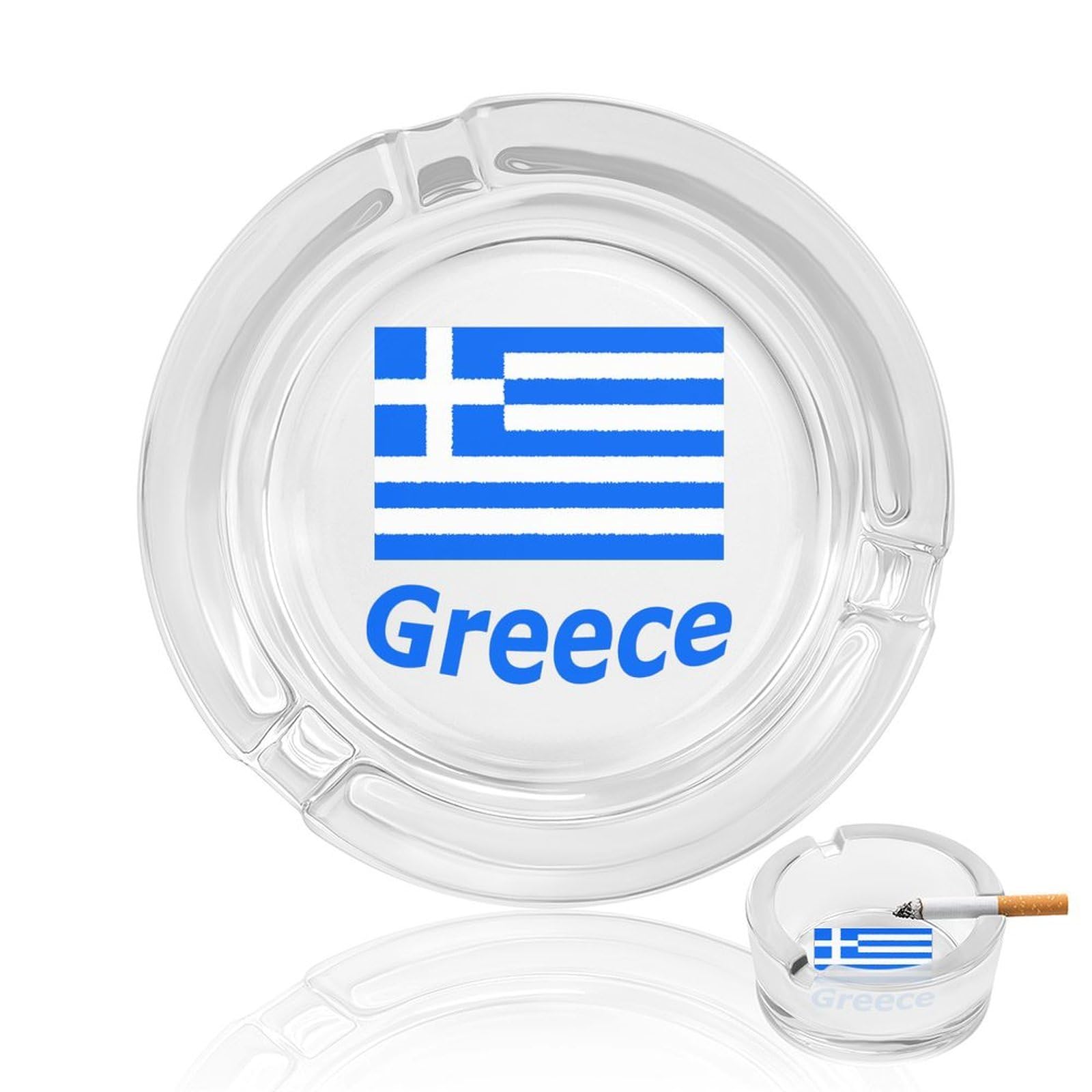 Nclqvjxzkhw Style Greece Flag Glass Ashtray Round Ash Tray Smoking Trays For Home Garden Outdoor