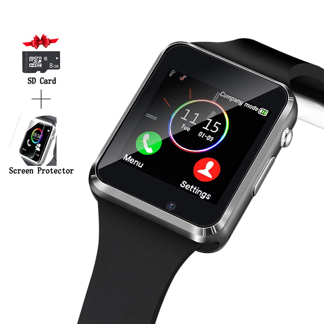 Smart Watch, Smartwatch Compatible with Android Samsung and iPhone(Partial Functions) with TF SIM Card Slot Text Call Reminder Camera Music Player Pedometer for Men Women Kids