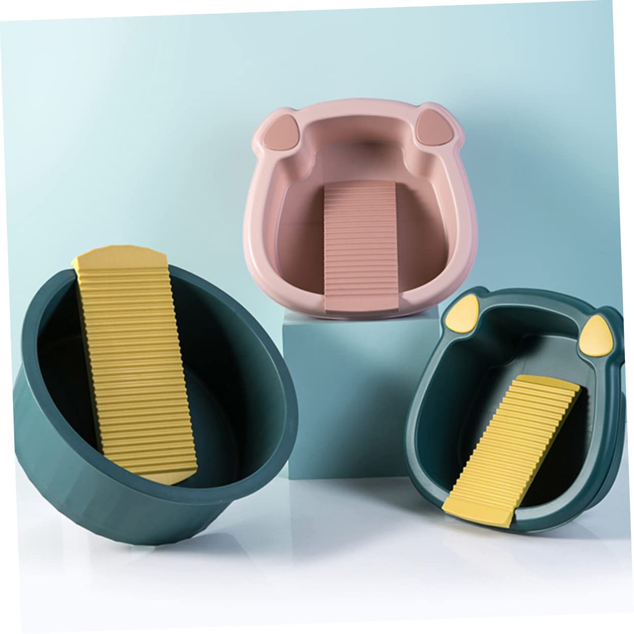 Healvian 1juego Bañera Para Ropa Tablero De Lavado Resistente Altas Temperaturas y Prueba De Fugas Para Dormitorios y Lavados Mano Profundo Mostaza