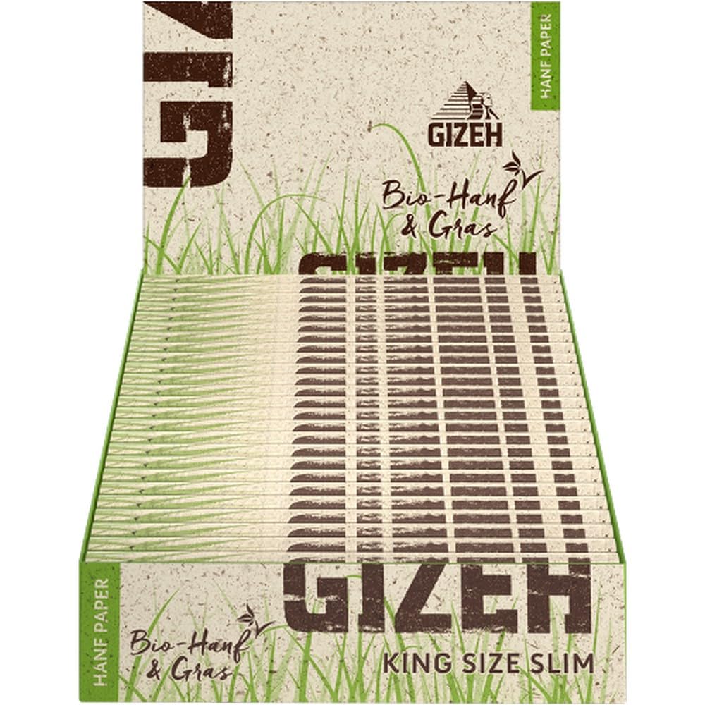 GIZEH Hanf & Gras King Size Slim, 14 g/m² – 25 Heftchen á 34 Blatt