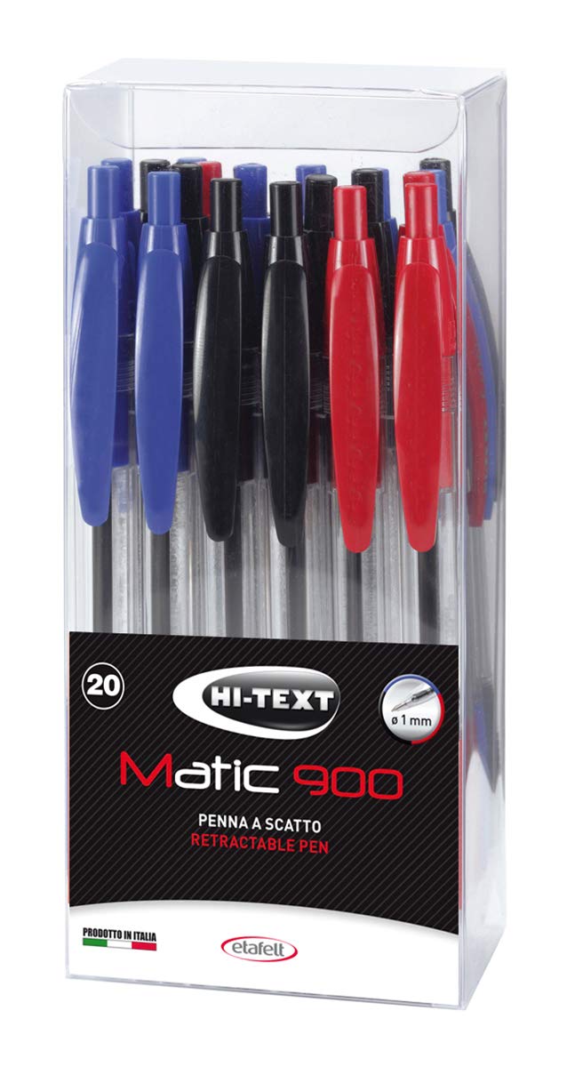 900 Matic transparent box 20 snap pens medium tip 1 mm
