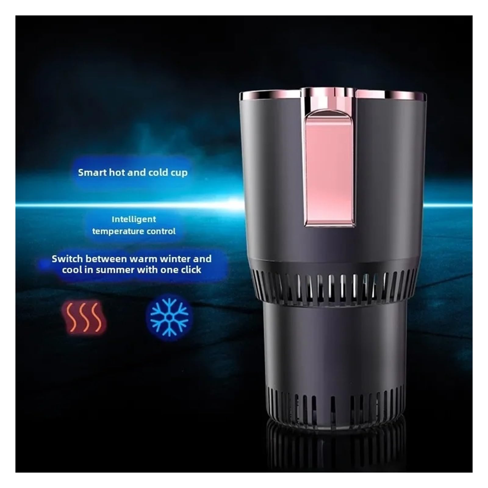 Porta Vasos Universal Coche Soporte Bebidas Frías Calientes 2 En 1 Coche Refrigeración Rápida Hogar Refrigeración/calefacción Pantalla Táctil Taza Portas Botellas Coches(Black Rose Gold)