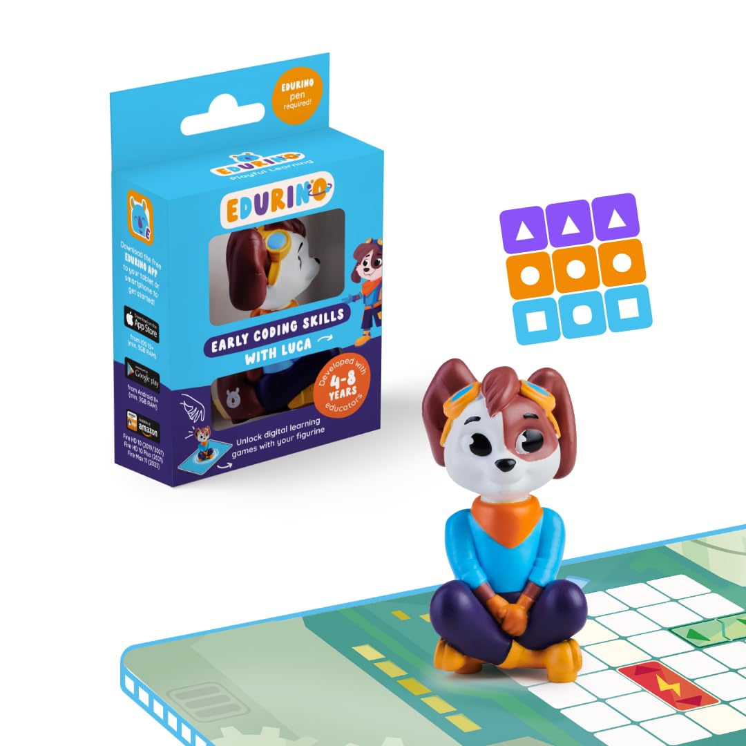 Edurino Luca - Early Coding Skills for Kids 4+ - Includes 1 x Luca Figurine, App Access, Pattern Recognition, Puzzles & Logical Thinking, Interactive Learning