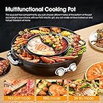 Hot Pot with Grill, 2000W 2 in 1 Electric Hot Pot Grill Cooker with Dual Temperature Control for 1-8 People, Multi-function Smokeless Shabu Korean BBQ Grill for Simmer, Boil, Fry, Roast - Image 4