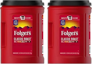 Folgers Classic Roast Ground Coffee Medium Roast, 43.5 oz Can - 2 Pack, Kosher Certified Bulk Value