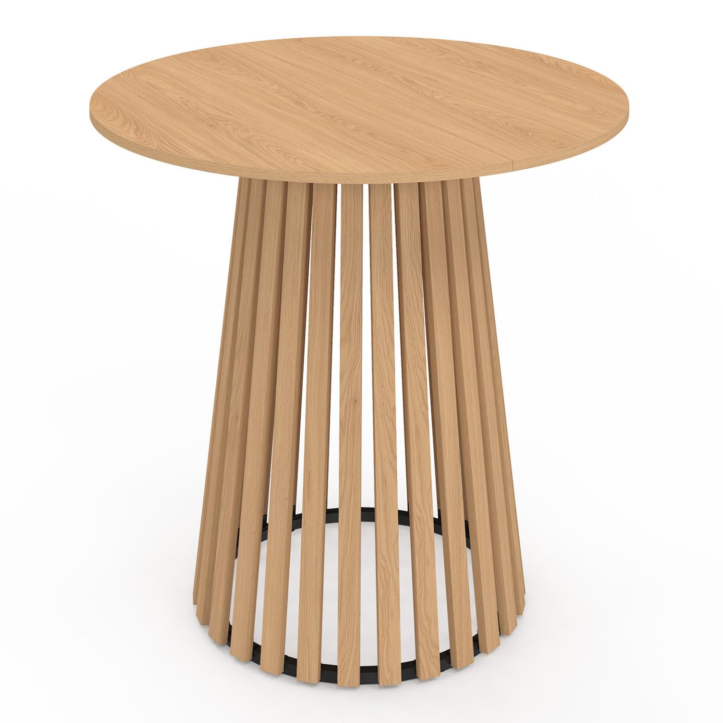 IDMarket - Tavolo da pranzo rotondo per 6 persone CARMEN con gambe a doghe in legno e piano in legno da 80 cm