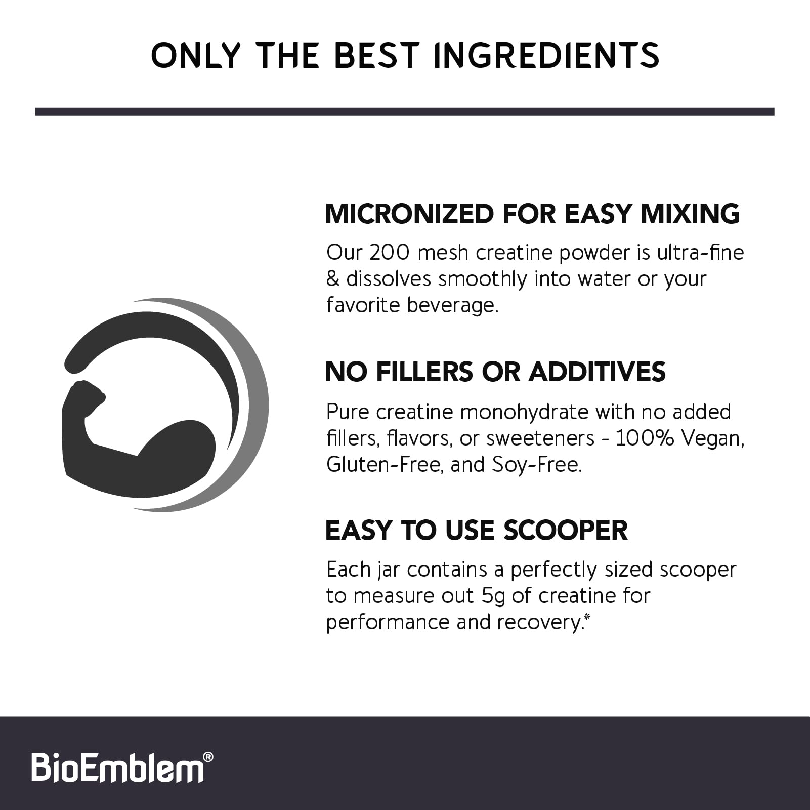 BioEmblem Creatine Monohydrate Powder - Micronized, Unflavored, 300g — Amazon image 2