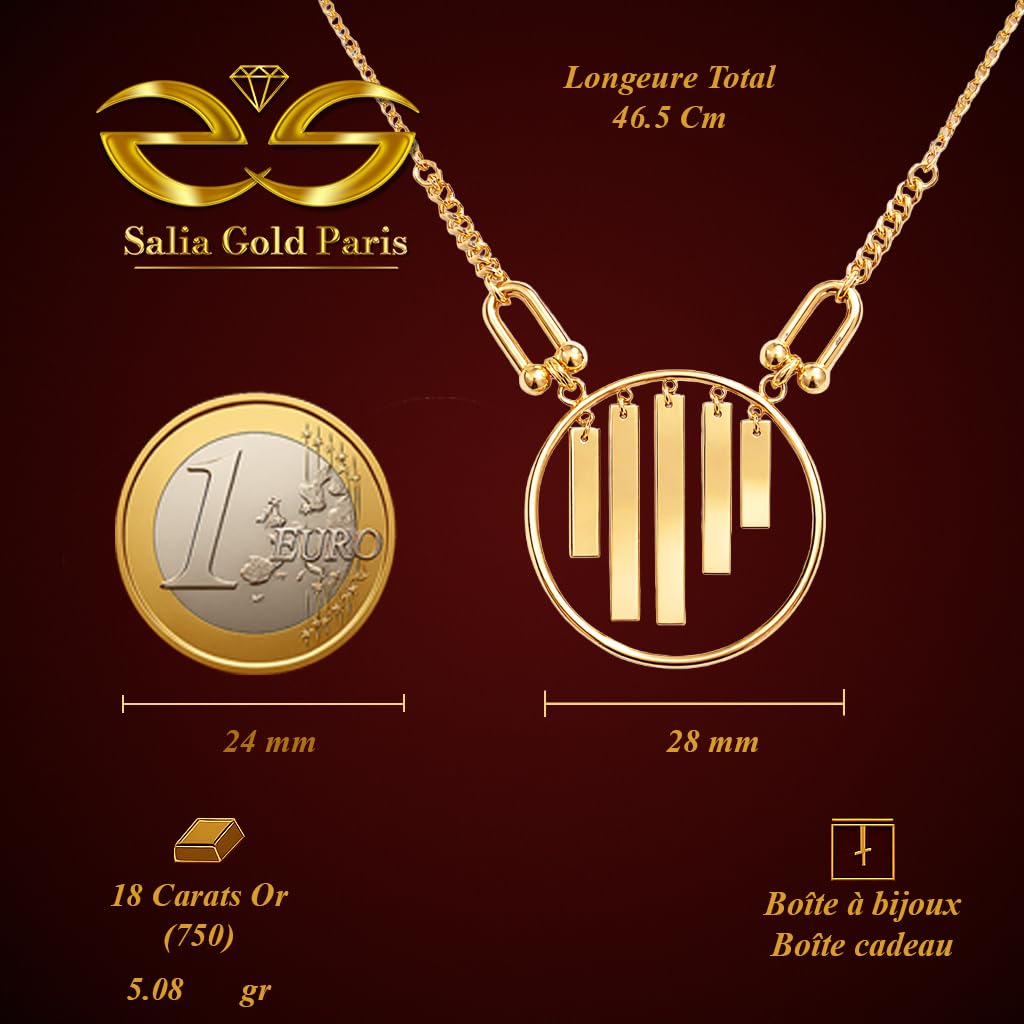Collar de oro amarillo de 18 quilates, diseño geométrico, cadena de cable 46,5 cm, 5,08 g