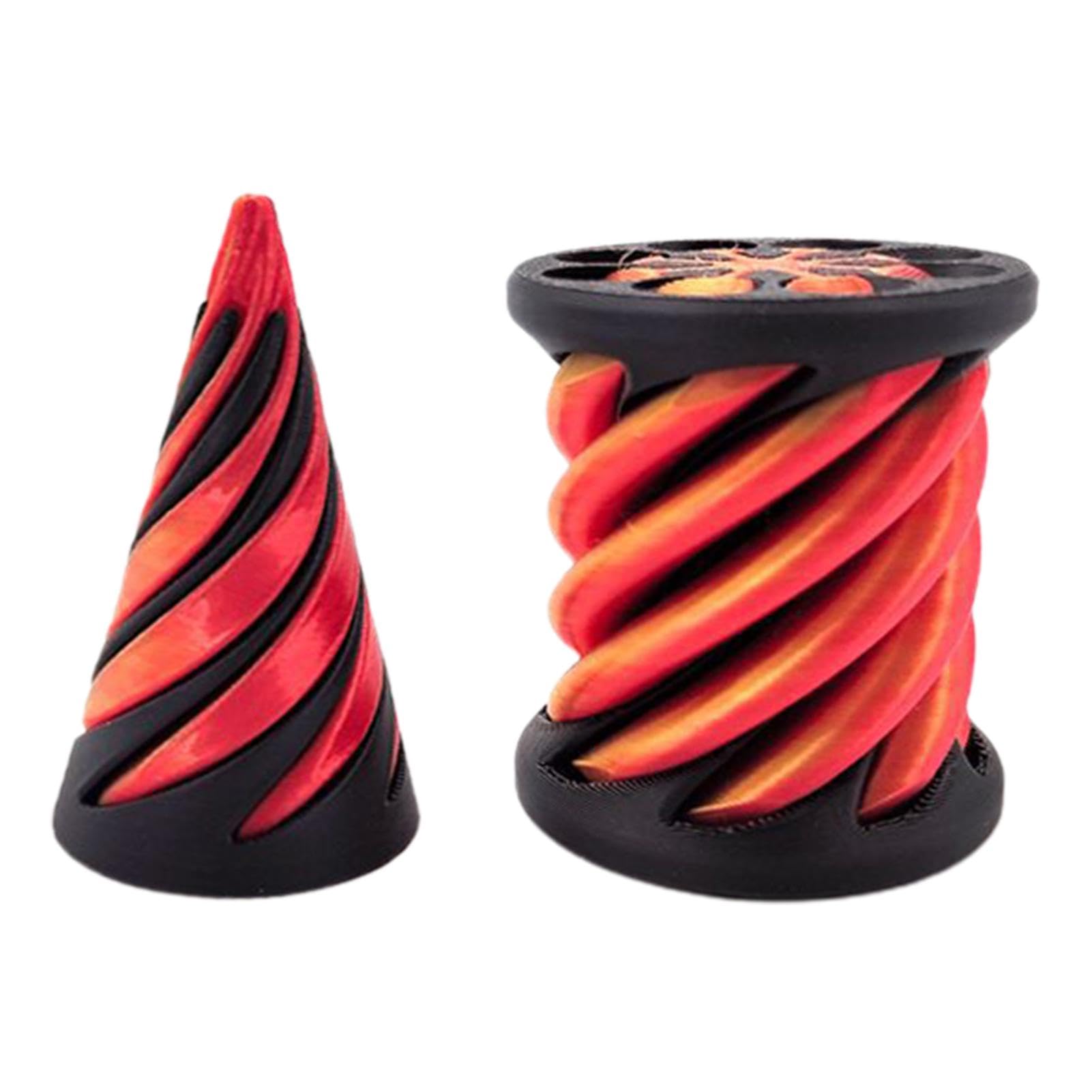 Impossible Pyramid Passthrough Sculpture, Printed Rotating spirals Cone Fidget Toy, Pass Through Pyramid Fidget Toy