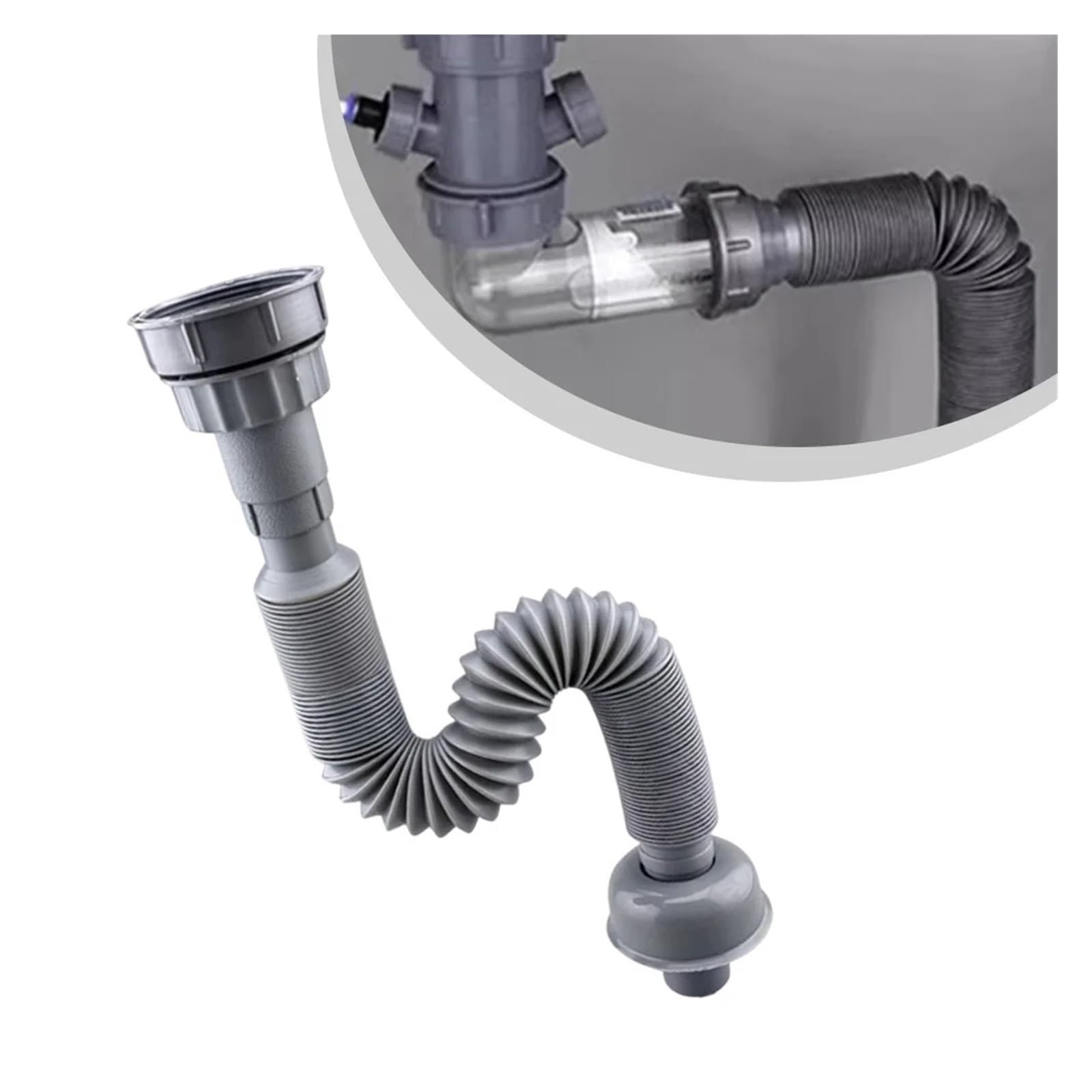 Tubo de desagüe for fregadero cocina, manguera conexión extensible, tubo for lavabo, for alcantarillado, interfaz adecuada 32/45/56 mm
