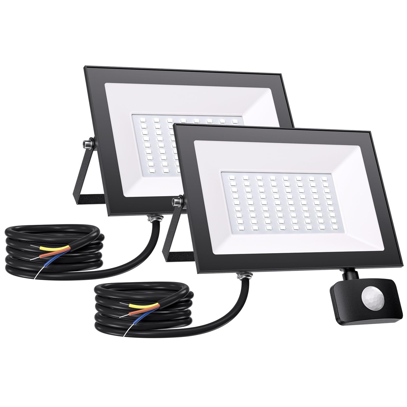 Foco LED Exterior 50W con Sensor de Movimiento, 5000LM Super Brillo Focos LED Exterior IP65 Impermeable, Blanco Frío 6500K Proyector Floodlight,Perfectas para Casa, Garaje, Patio, Jardín, 2 piezas