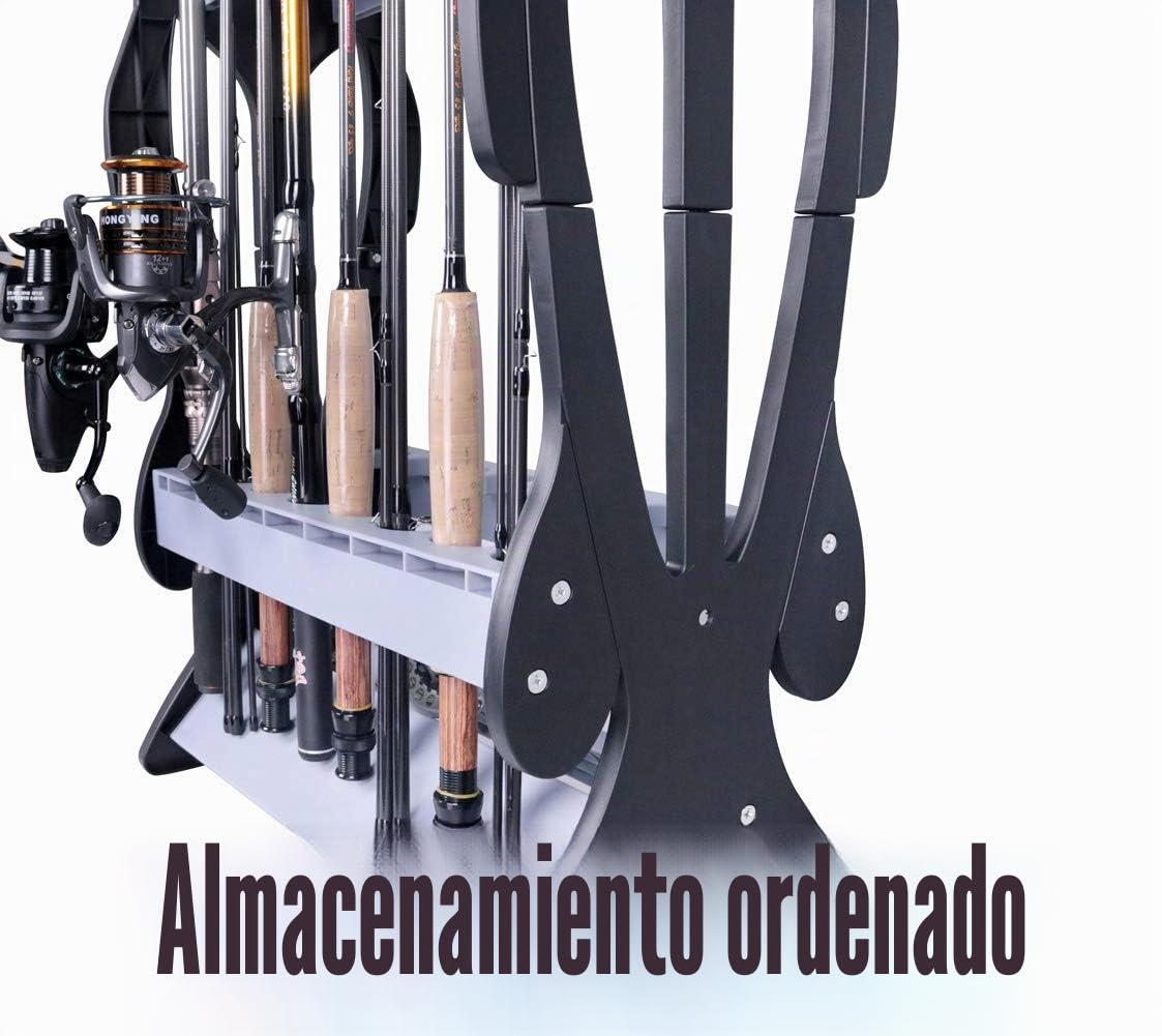 Soporte para cañas de pesca, soporte de plástico para 16 cañas de pescar
