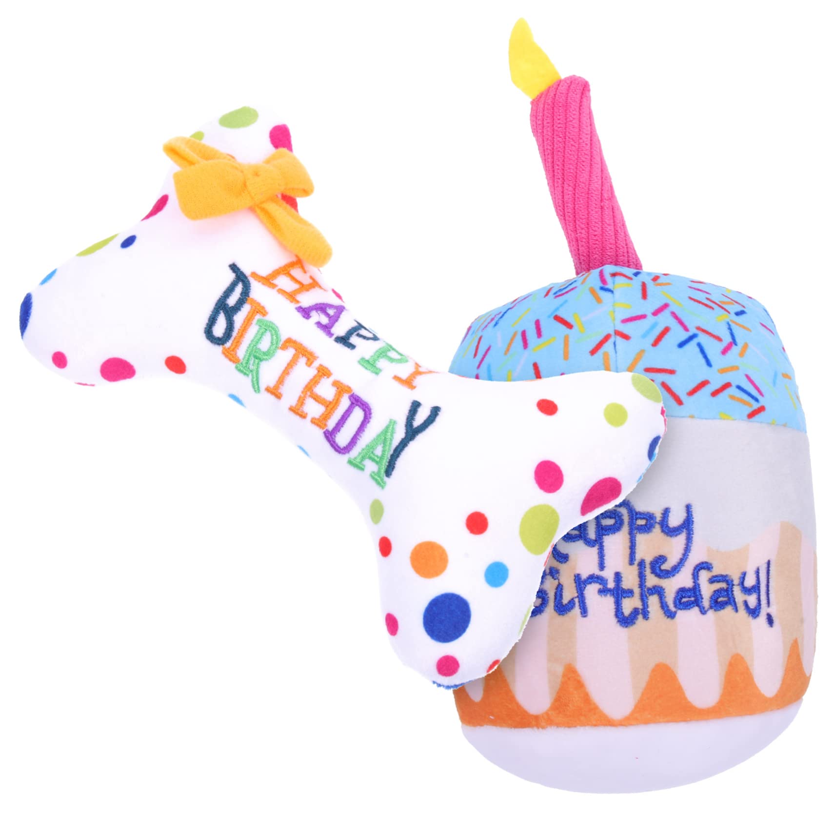 INOOMP 8pièces Jouets Peluche pour Chats Gâteau Anniversaire Et Brodé Jouets Squeaky Amusants pour Chats Intérieur pour Jeu Et Intelligence Feline