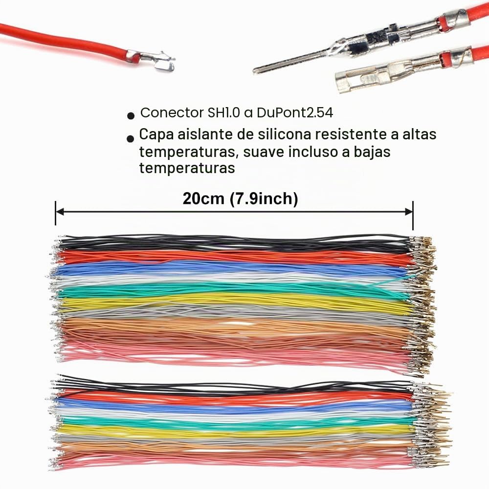 Kit de cables y conectores preengarzados SH1.0 a DP 2.54 compatible con JST SH 1.0 mm para I2C Qwiic Stemma QT Wire FPV Drone controlador de vuelo SpeedyBee F405 Holybro Kakute H7 F7 T-Motor