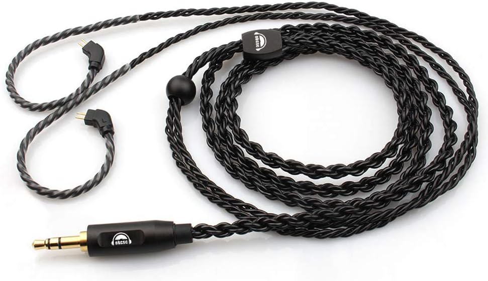 okcsc 2 Pin Detachable Earphone Replacement Cable, 6 Core Plated-Silver Upgrade Cable for KZ AS10 TRN V80 (0.75mm, No Mic)