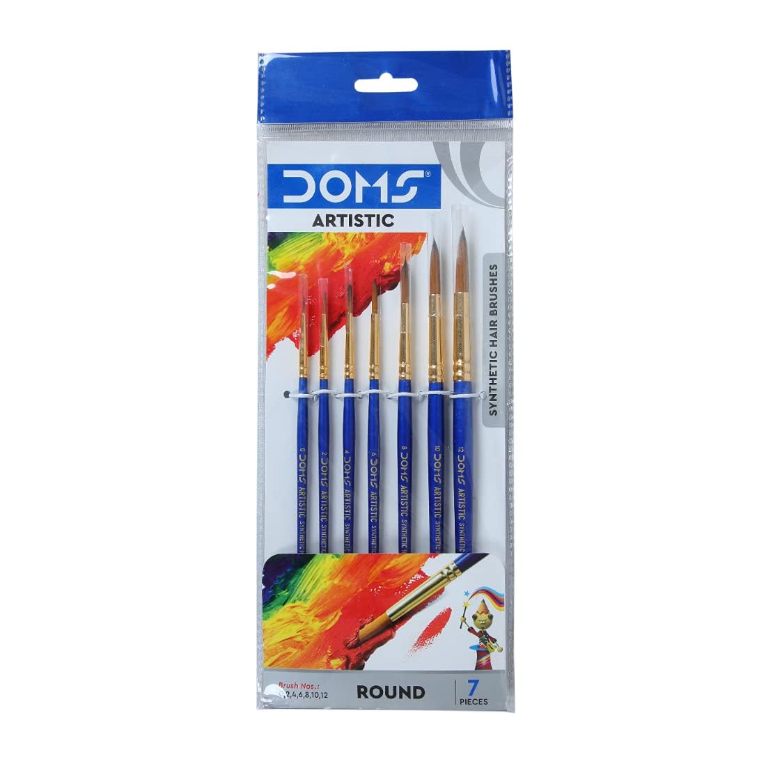 DOMS Set 4 Pennelli Piatti In Fibra Sintetica – Misure 1, 2, 4, 6 – Per Acrilico, Tempera E Acquerello