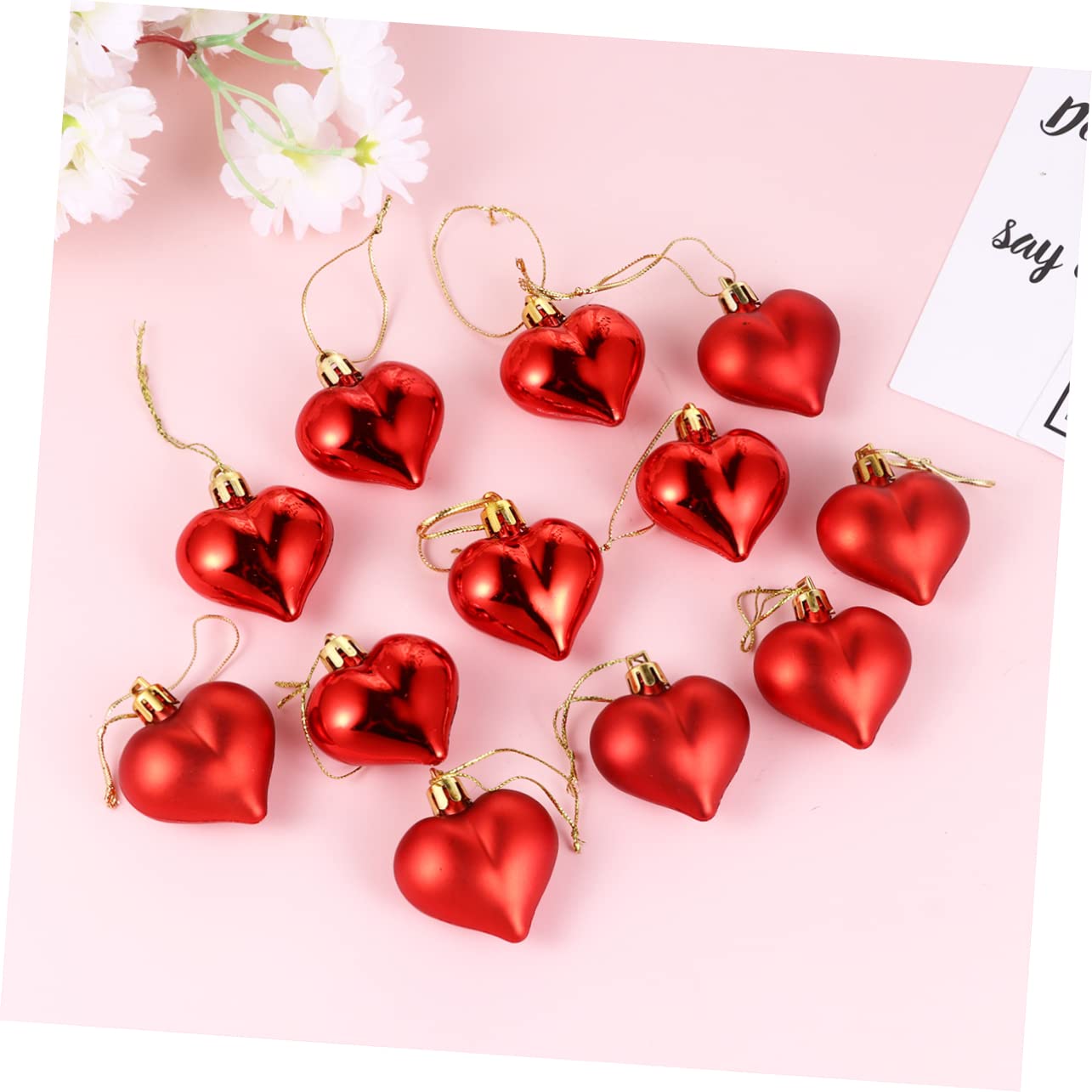 DECHOUS 3 Sätze Romantische Herz Hängedekorationen Rote Love Heart Ornamente Für Hochzeit Valentinstag Und Partys Hängende Verzierungen Für Zuhause Und Feiern 36 Stück * 3