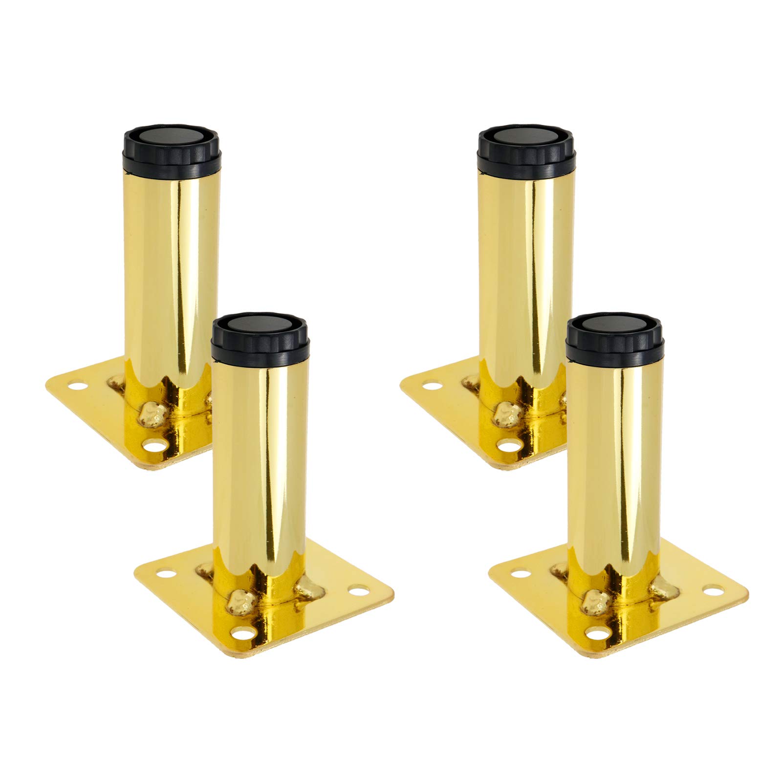 Geesatis Height 4" Furniture Legs Adjustable Sofa Legs Feet Solid Iron Decorative Legs Replacement Part, for Cabinet, TV, Couch, Table, Desk, with Mounting Screws, 4 Pack 3