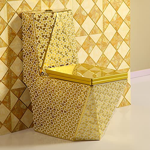Inodoro One Piece de forma Diamond, moderno, silencioso, con descarga dual sifónica, cerámica, altura universal para hogar y baño de hotel (A 400Mm) miniatura 1