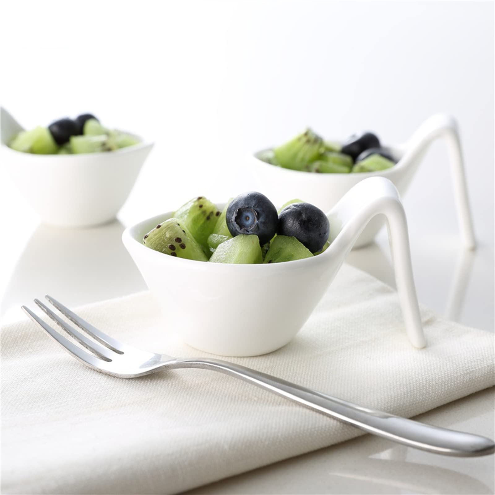 Ciotoline da Snack Dip Bowls Maniglia Cucchiaio Shack Shack Shack Shack Show Elevato in porcellana Bianco Prima colazione a buffet BUFFET Ceramica for salsa Piatto da tavola Piatti Snack Ceramica ( Co