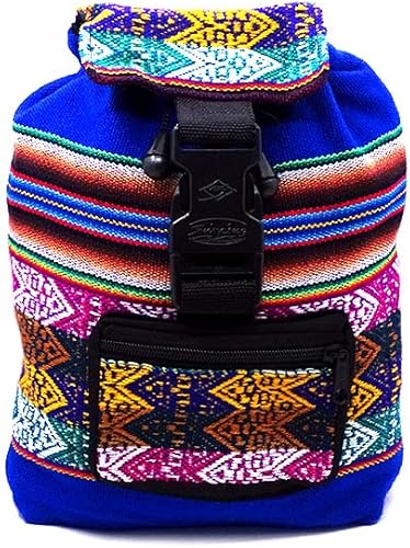Mia Jewel Shop Mini multicolor peruano tribal impresión rayas patrón ligero cordón mochila Boho bolsos hechos a mano, Azul, Cordón