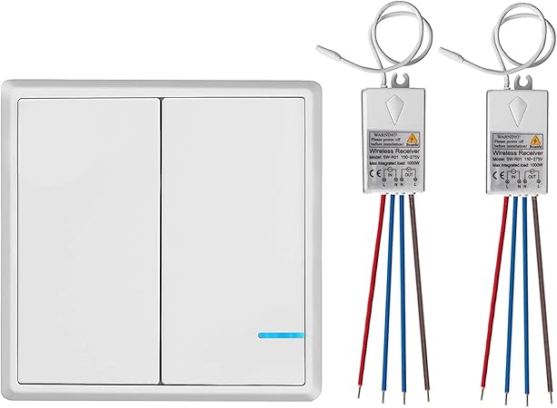 TSSS 2-Wege Funk Wandschalter Wireless Licht Schalter mit Mini Empfänger - Fernbedienung ...