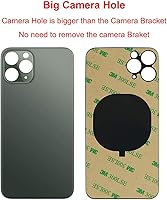 Vista 3 de 11 Pro Max - Carcasa trasera de repuesto para iPhone 11pro Max (6.5 pulgadas) con cinta preinstalada y herramientas de reparación (verde medianoche)
