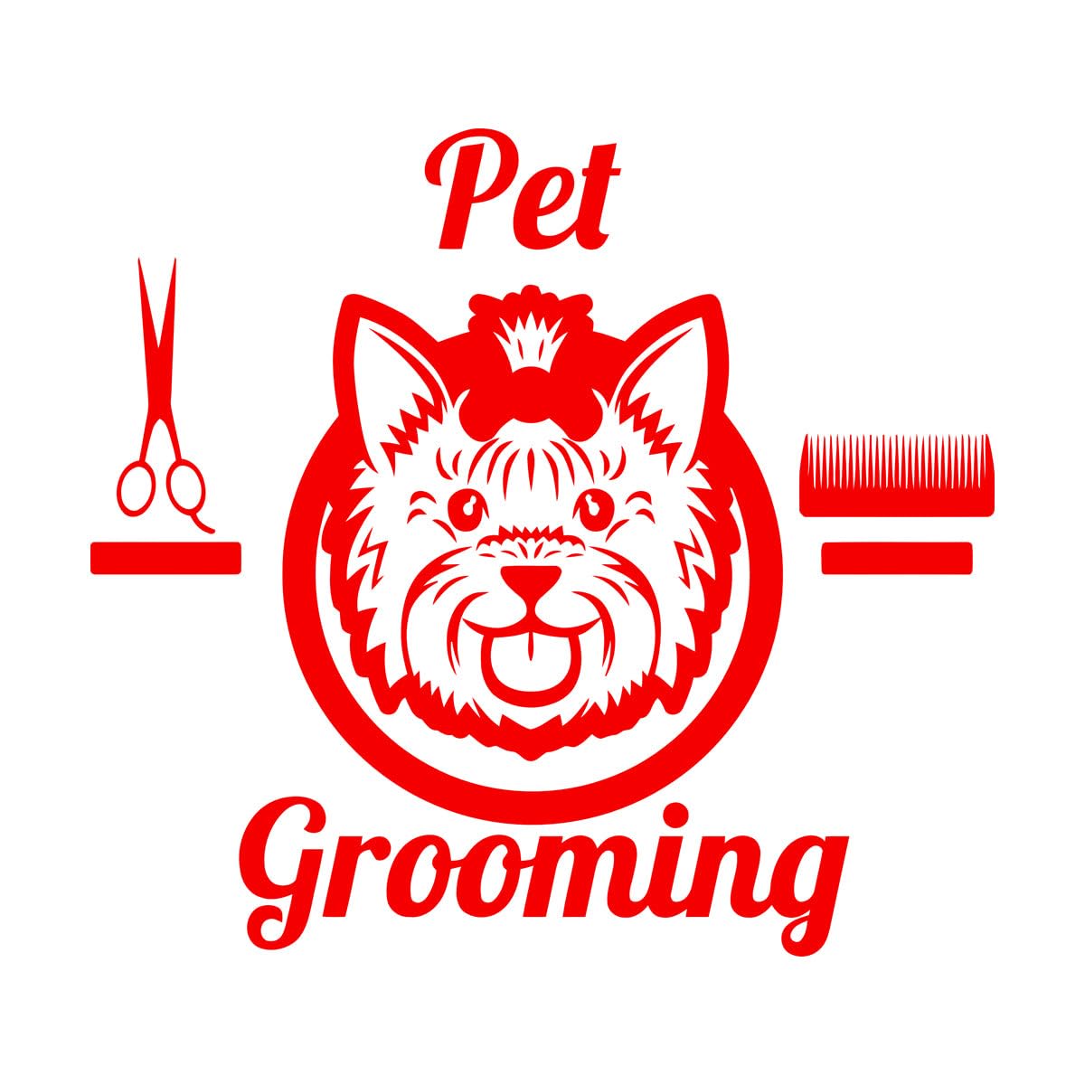 Wall Vinyl Sticker Decor Pet Grooming Groomer Animal 54x60.3cm Self Adhesive Large red
