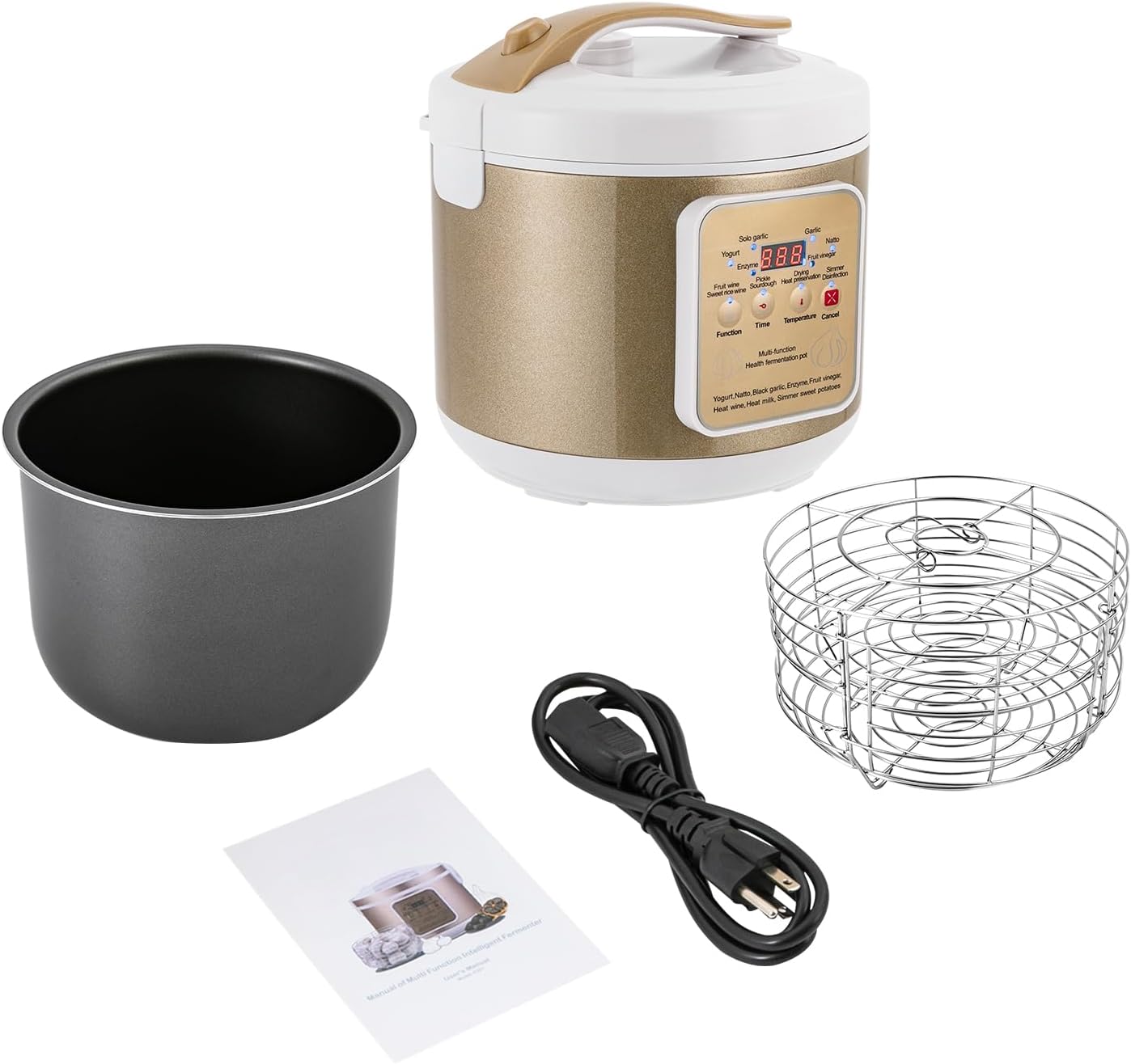 6L Black Garlic Fermenter 90W Automatic Intelligent Fermentation Box with Inner Pot and Garlic Shelf, 7-12 Days Black Garlic Sweet Rice Wine Maker Natto Yogurt Fermentation Pot 110V 60HZ