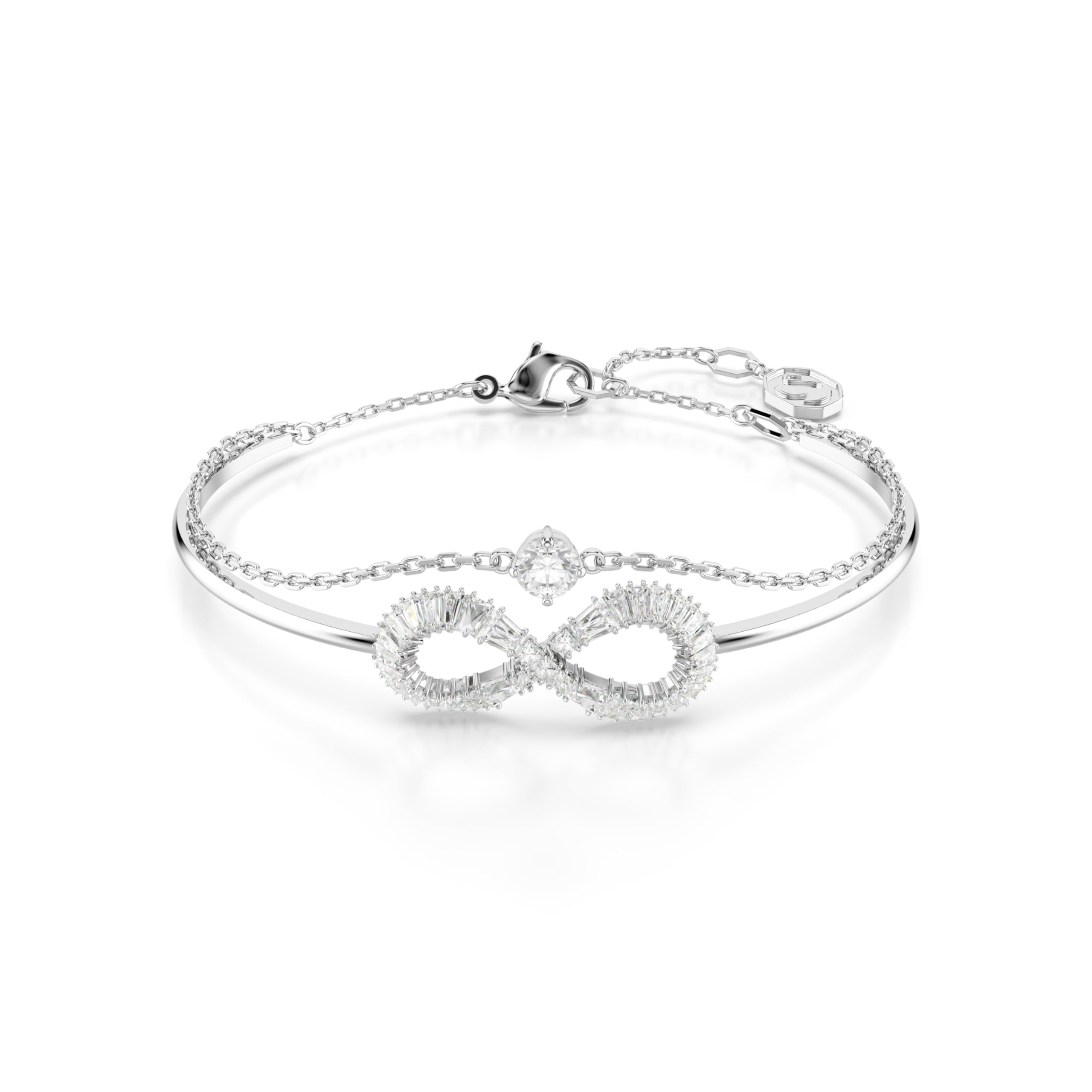 Swarovski Hyperbola bangle, Infinity, White, Rhodium plated