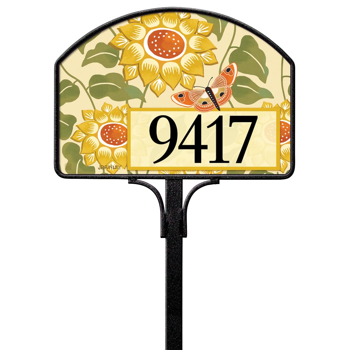 Studio M Yard Design Magnetic Vinyl Yard Sign 14 x 10 Inch – Sunflower & Butterfly Address Plaque with Modern Floral Artwork, Decorative & Interchangeable Outdoor House Number Accent