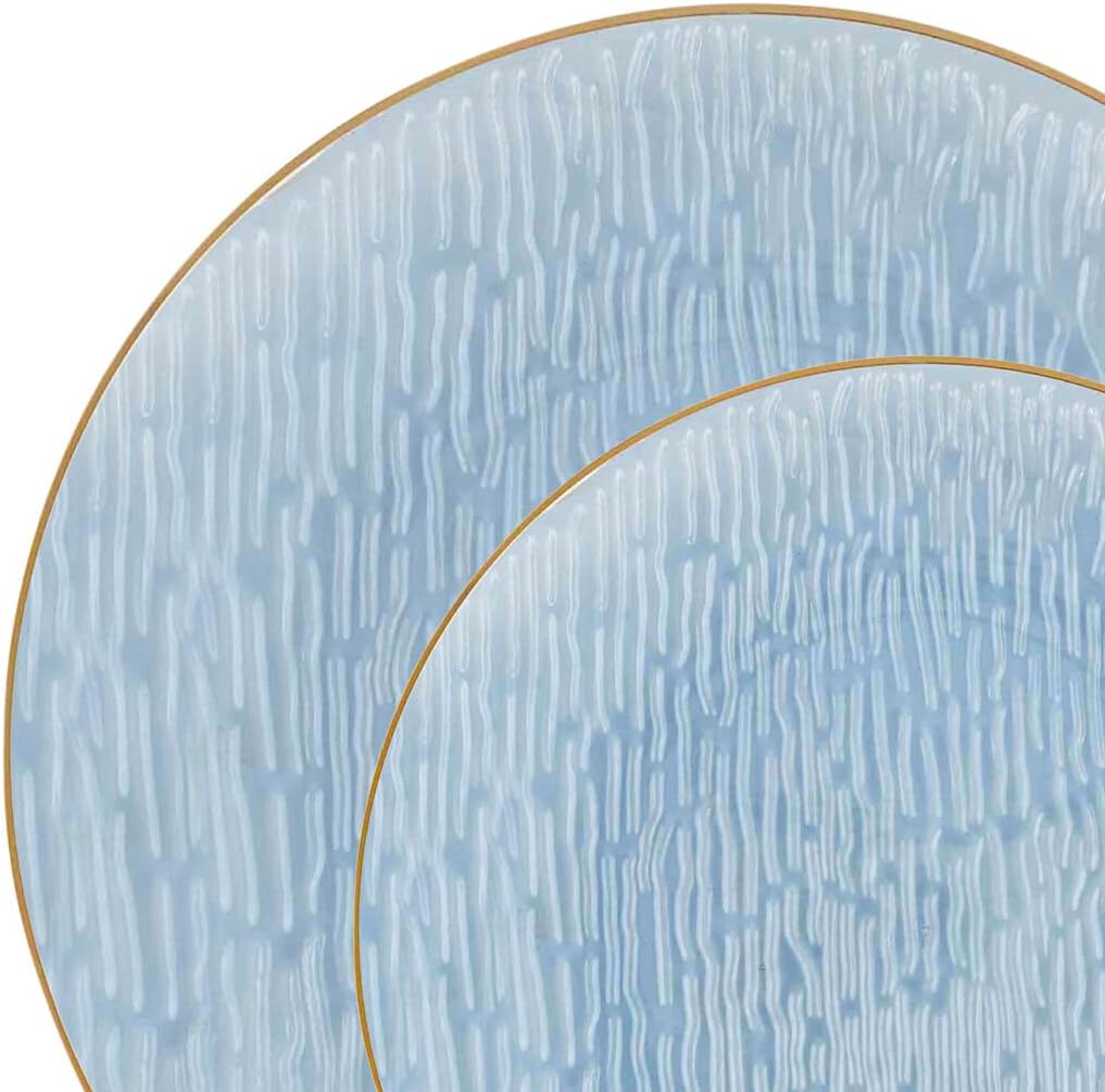 Icicles Plates Blue Gold Rim Combo 7"+10" Case of 96 (4 packs x 24)