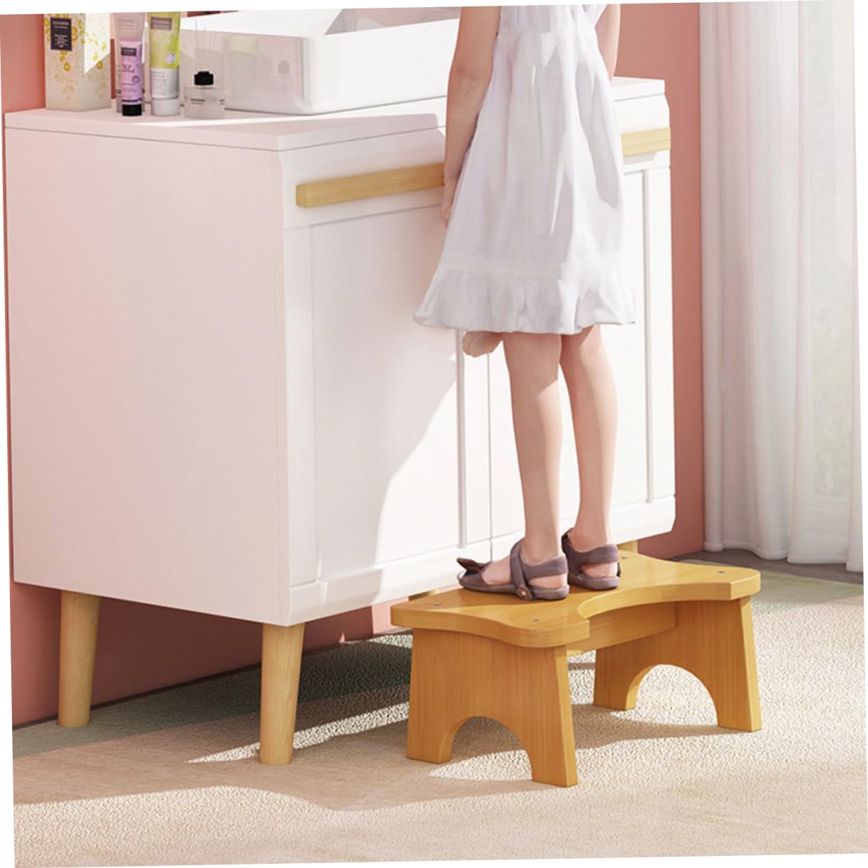 Cabilock Stabiler Badezimmer Fußhocker mit Rutschfester Oberfläche und Rechteckigem Design als Toilettensitz Trittschemel für Kinder und Ganze Familie