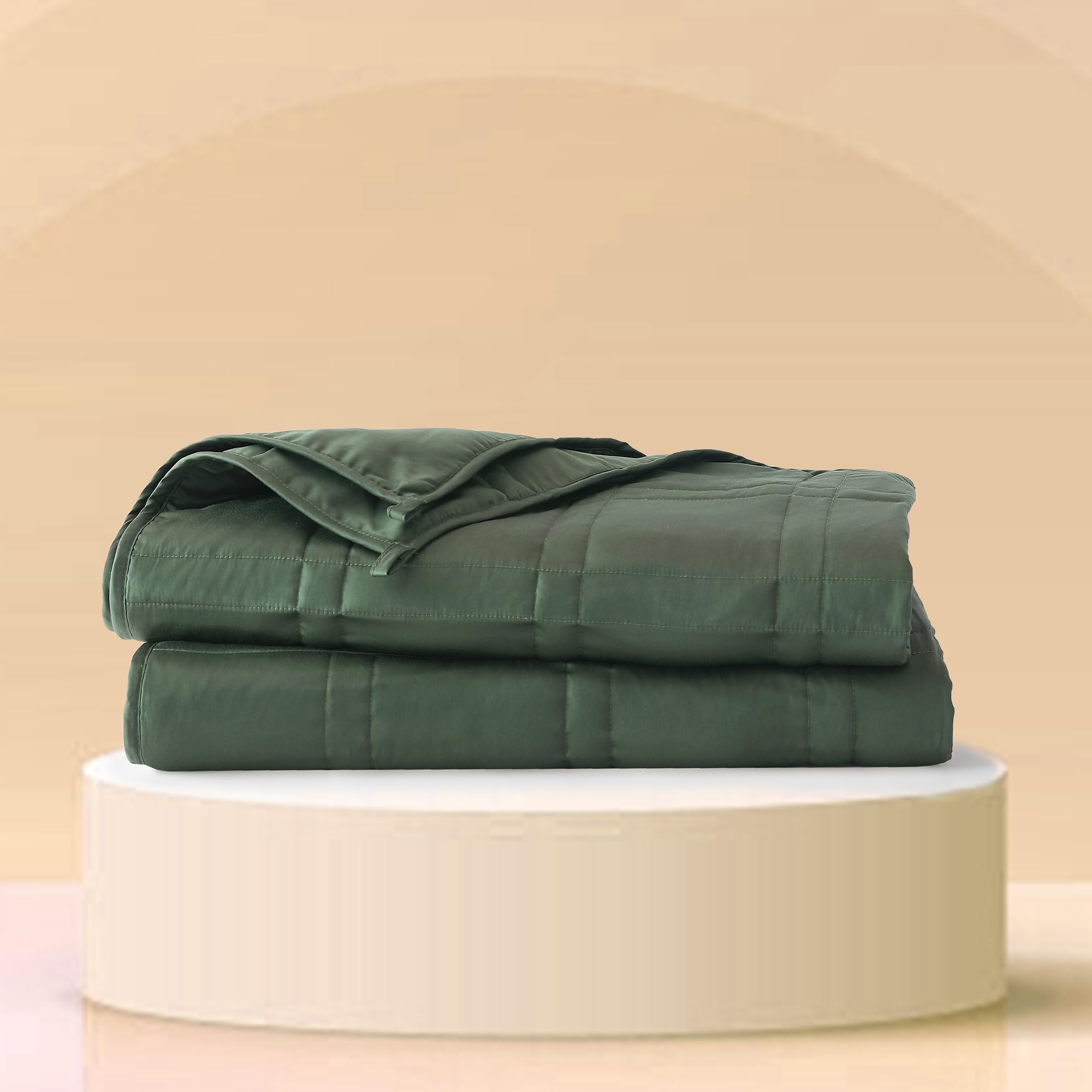 Baloo Weighted Blanket for Adults 12 lb Throw (Spruce Green, 42"x72") | Cool & 100% Cotton | Machine Washable & Dryer Safe | Glass Microbead Fill