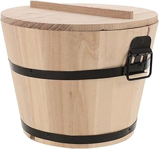 STOBAZA Cooked Rice Container Steamed Rice Bucket Wooden Storage Airtight Design for Dining Room