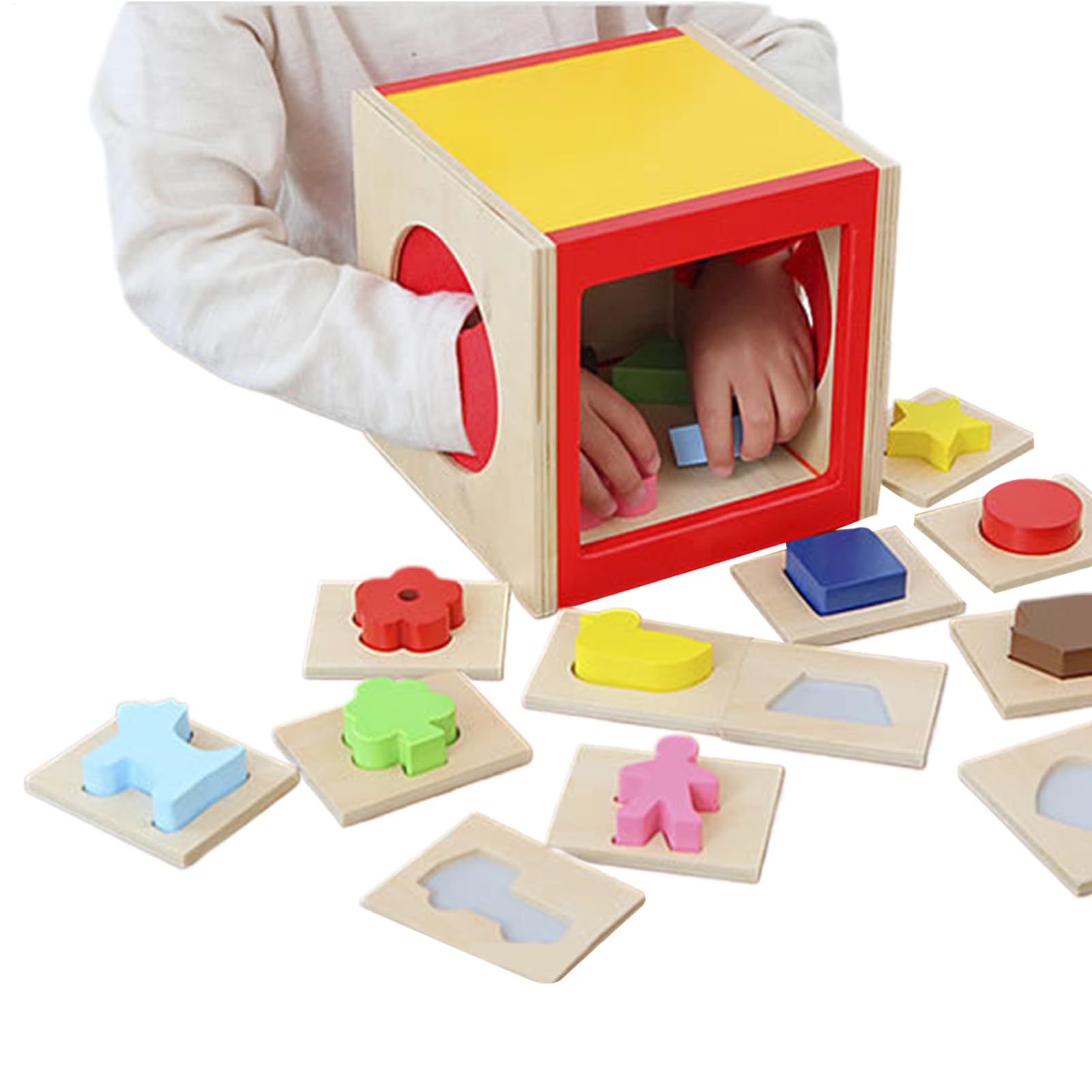 Shape Sorting Toy - Sensory Wood Shape Sorting Game | Wooden Sensory Shape Sorter Table Game | Interactive Preschool Educational Learning Toy For Toddler Children Boys Girls