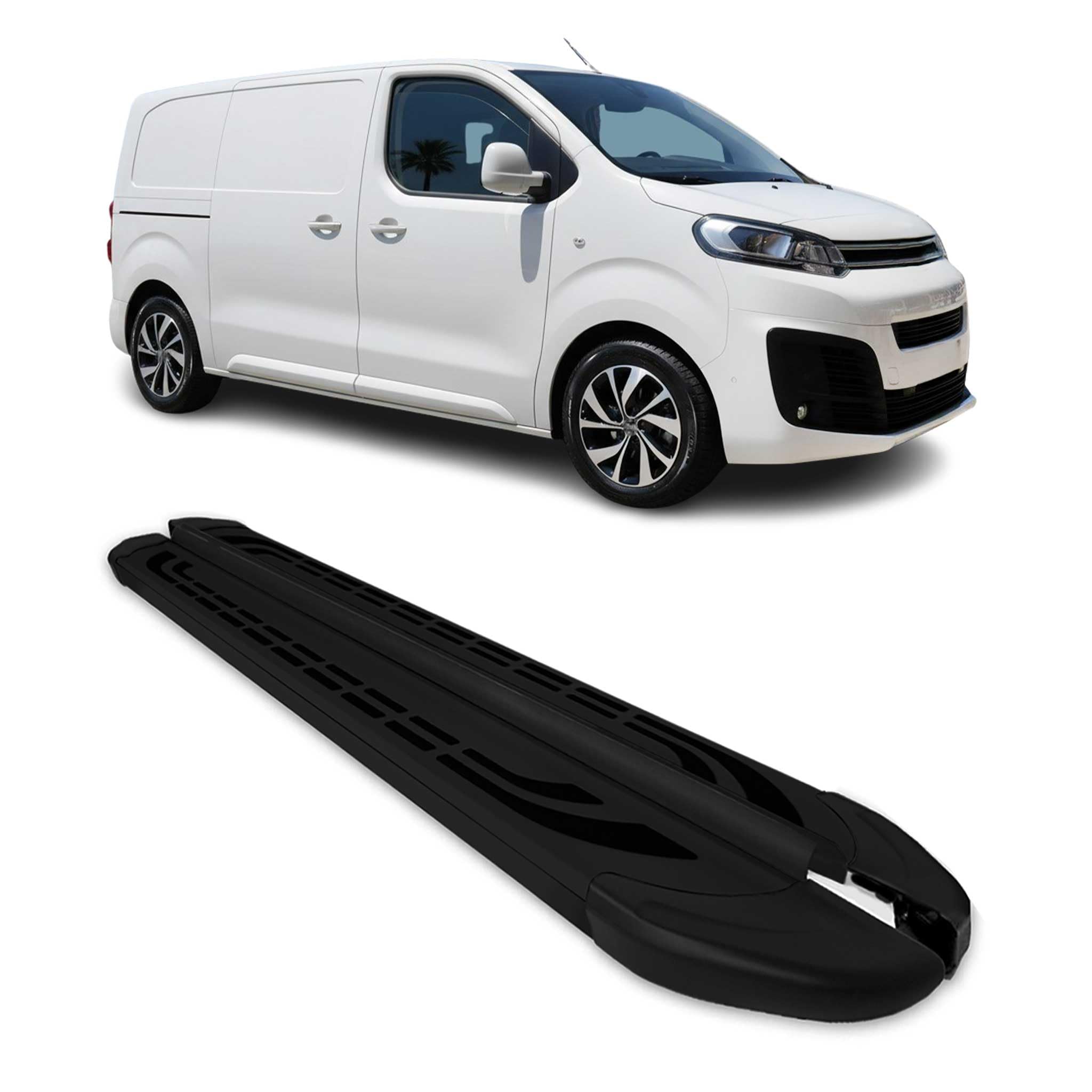 Marchepieds Latéraux pour Citroen Jumpy 2016-2026 Aluminium Noir L1 Court 2Pcs