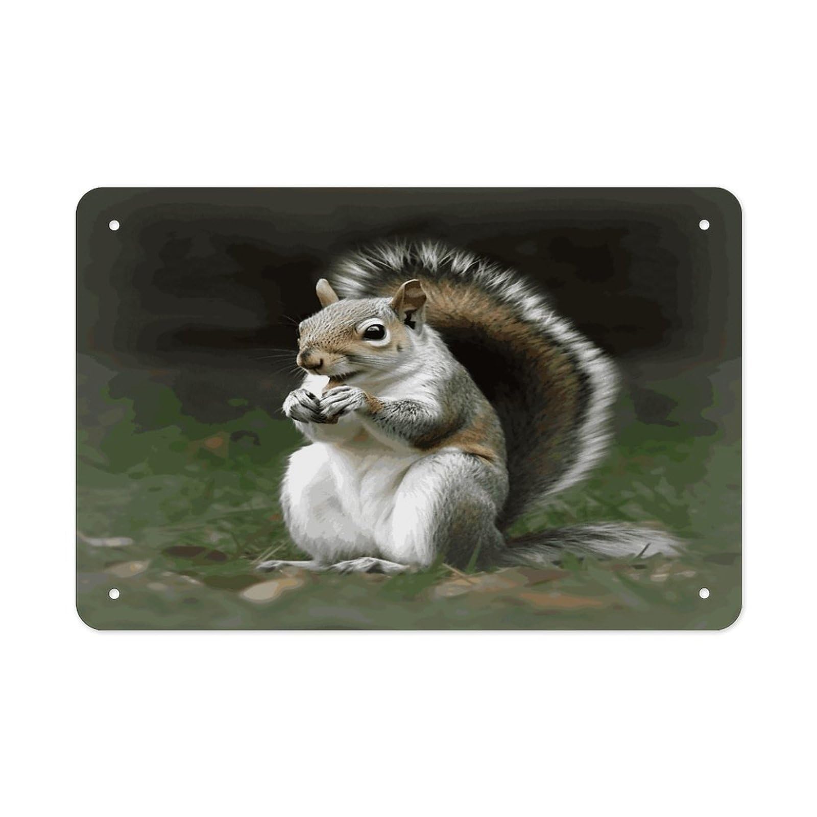 LDGSUPH Squirrel Metal Tin Sign Wall Art Prints Folded Edge Iron Sheet Painting with Holes for Wall Prints Decorative Picture Metal Signboard Decor Painting Wall Decor