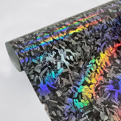 Forged Carbon Fiber Wrap for Cars, Bubble Free Gloss Silver Rainbow Car Wraps Vinyl Film, Air Release DIY Carbon Fiber Vinyl Wrap 1ft x 10ft for Car Motorcycle