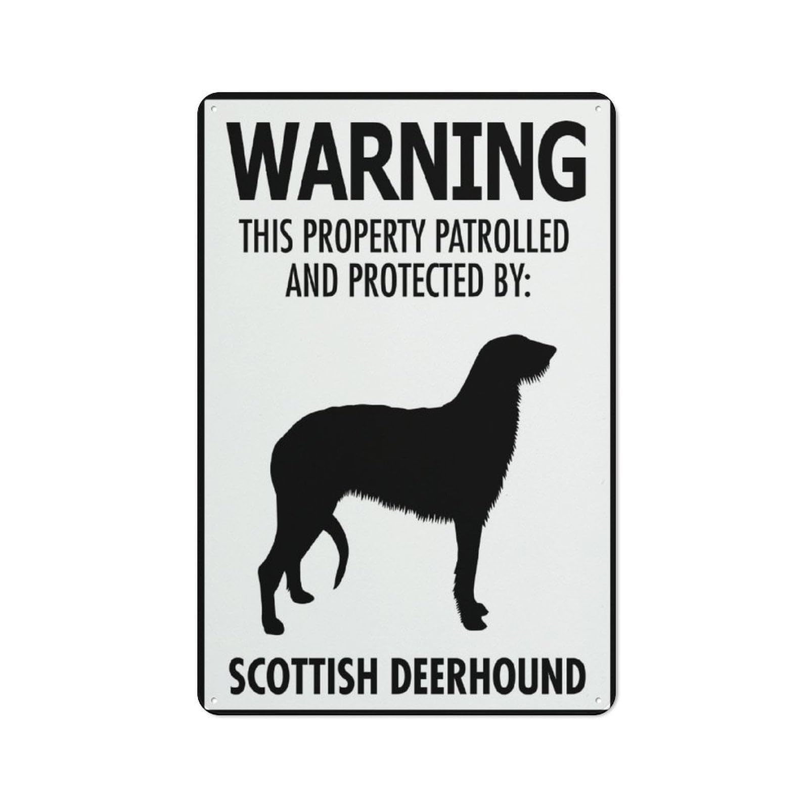 peiyeety Warning This Property Patrolled and Protected by Scottish Deerhound Sign Outdoor Signs Aluminum 12X8 Inch Uv Ink Printed for House and Business