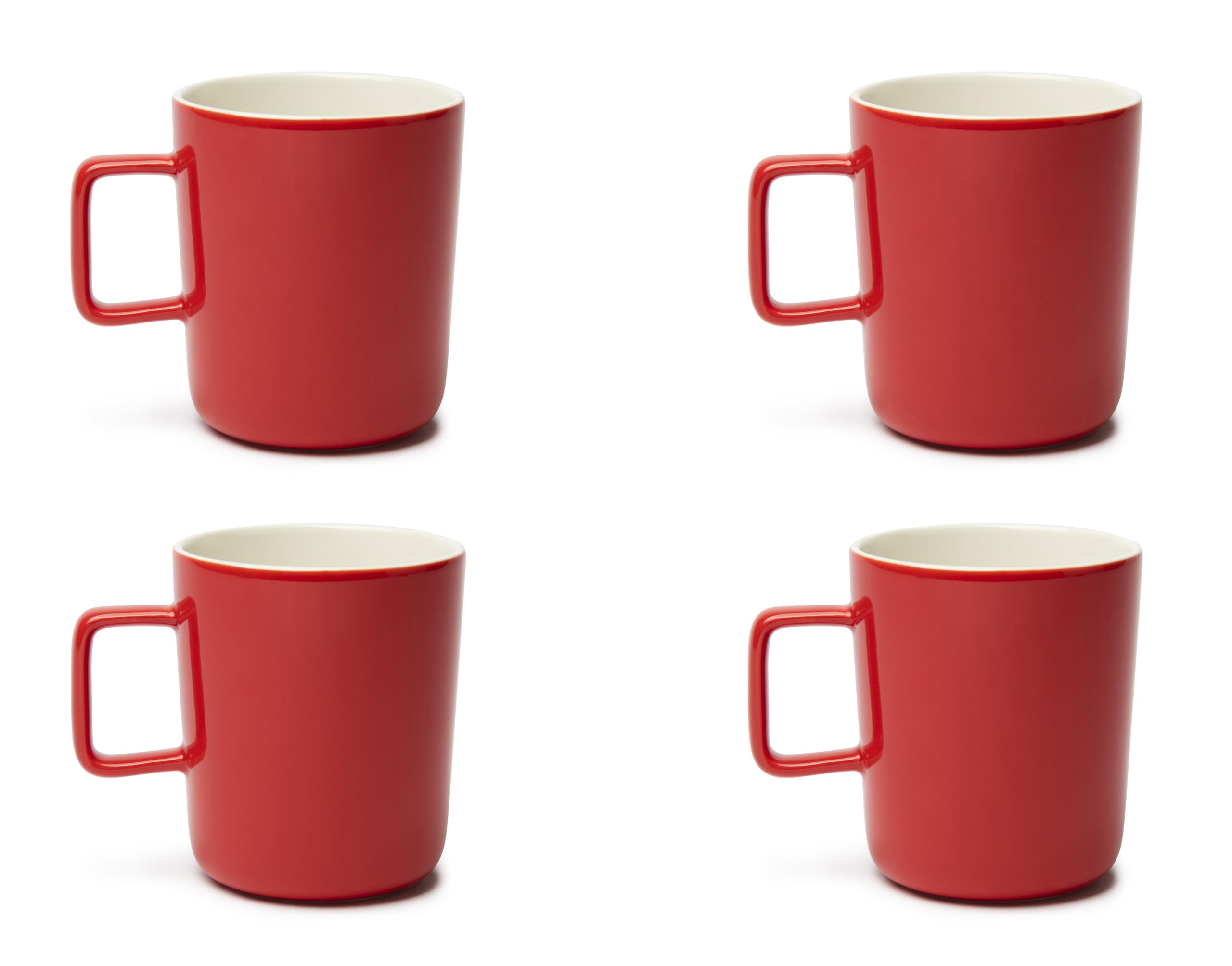 Excelsa Nordic Trendy Set of 4 Porcelain Mugs, Red, 320 ml