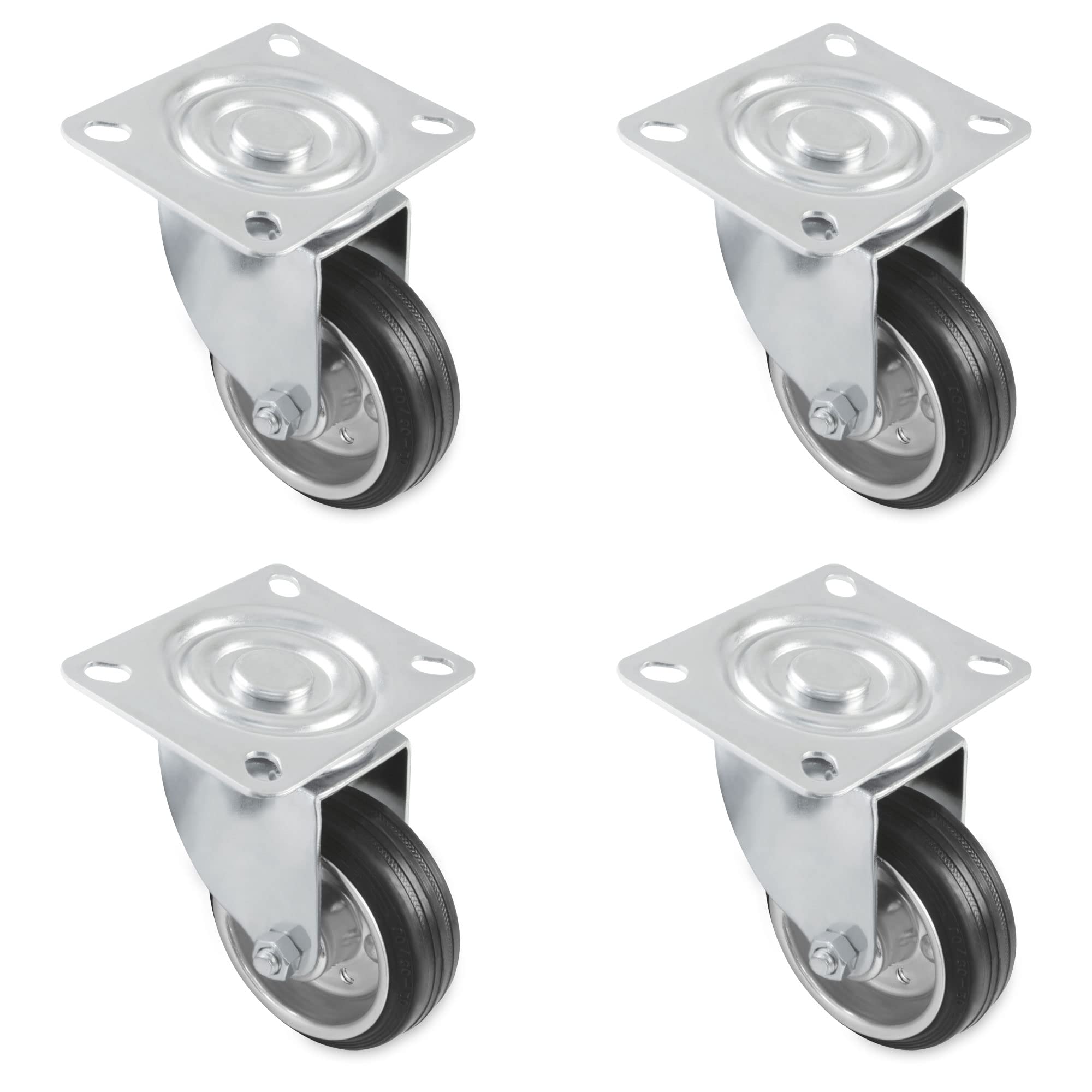 Amig - Pack of 4 Industrial Loading Castors Model 2522, black, 125 mm