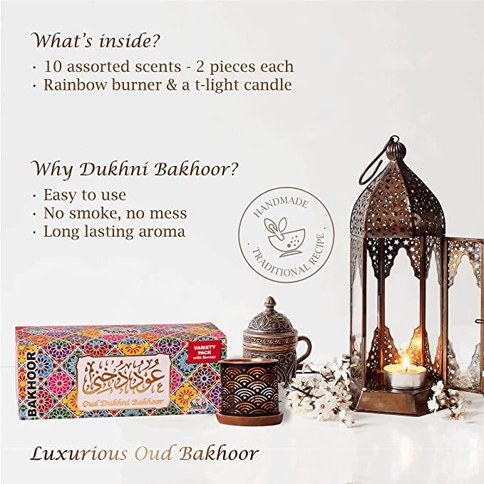 Miniatura 2 de Oud & Maamoul Bakhoor Cajas variadas con quemadores de Dukhni  Juego de 2  Auténtico incienso árabe Bakhoor  Conjuntos de regalo y kits de inicio