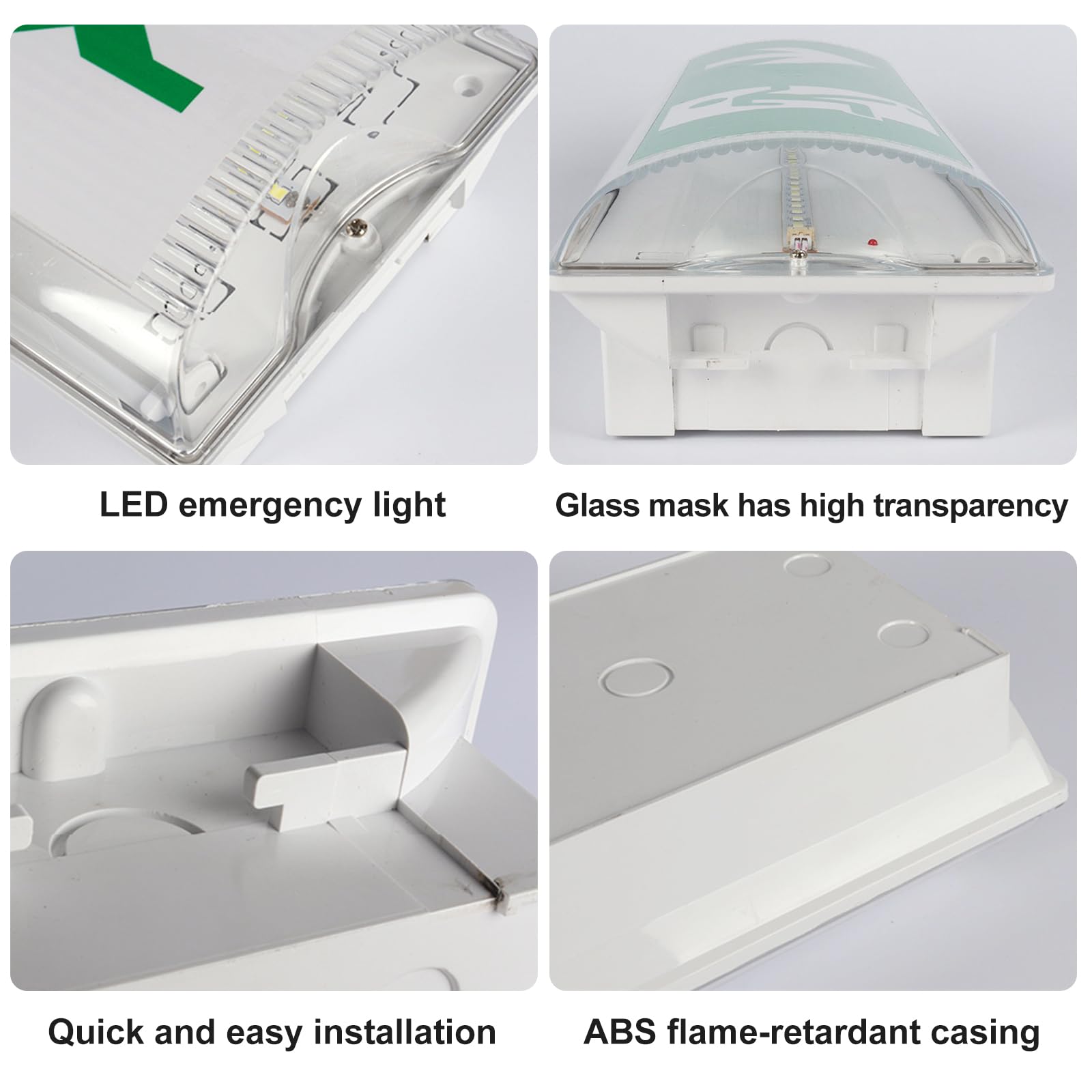 WIYETY LED-Notleuchte IP65 – Wasserdicht, Mit Notstrom Für 3h, Inkl. 4 Wechselschilder Für Notausgänge – Perfekt Für Läden, Büros & Co.