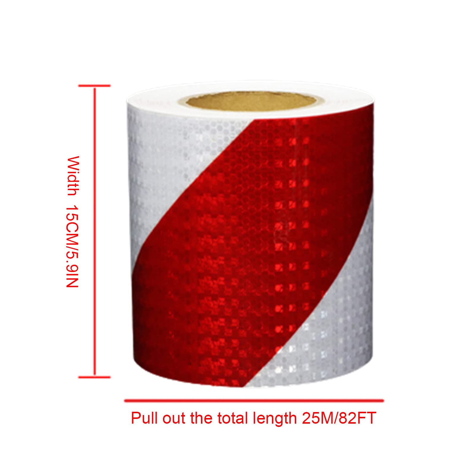 cinta reflectante, Cinta Reflectante De Visibilidad De 15 Cm De Ancho Cinta De Advertencia De Seguridad, Cinta Reflectante Nocturna De Sarga for Vehículos Bicicletas Ropa Cascos Buzones,Rojo Blanco,25
