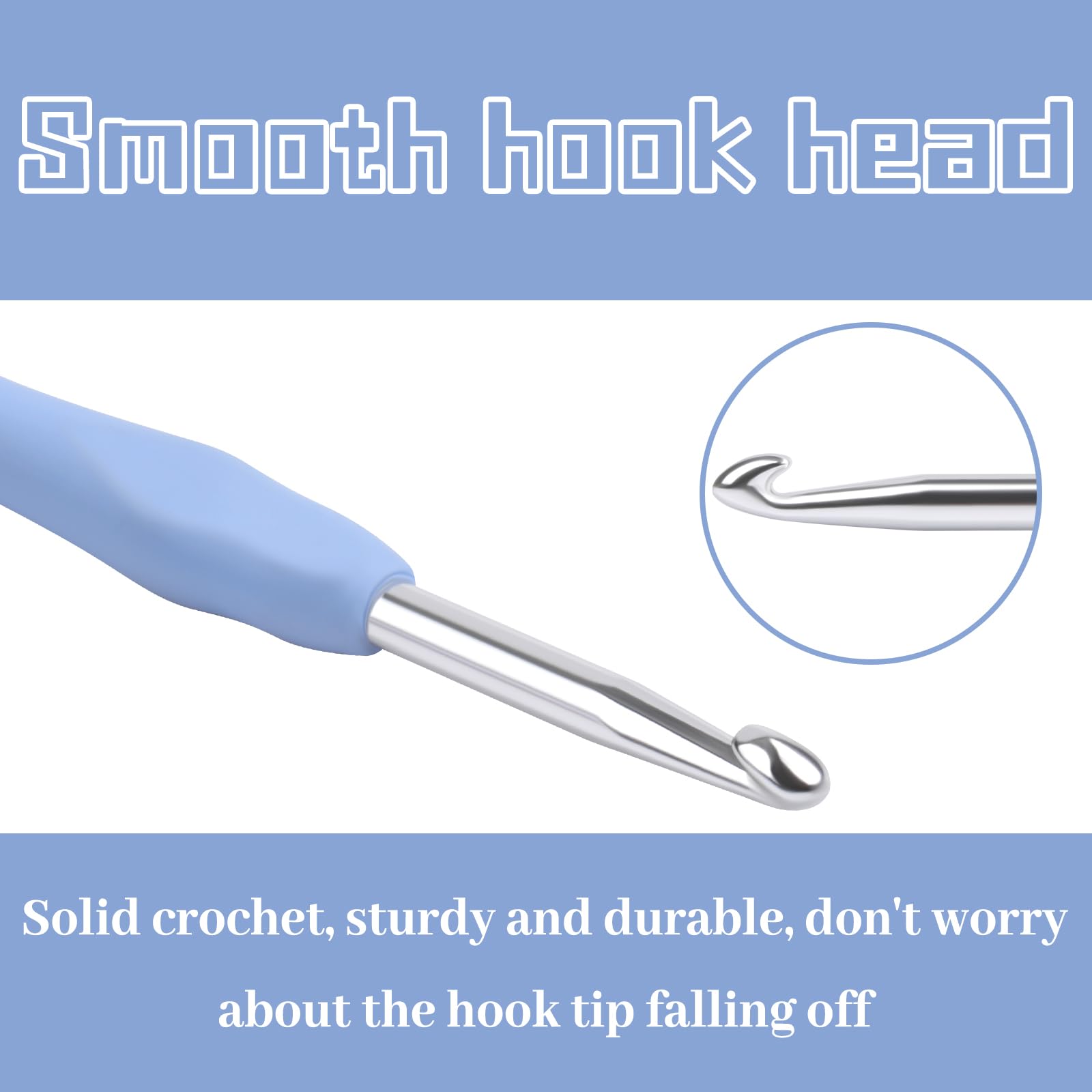 BUOKKON Crochet Hooks - Aluminum, Soft Grip -3