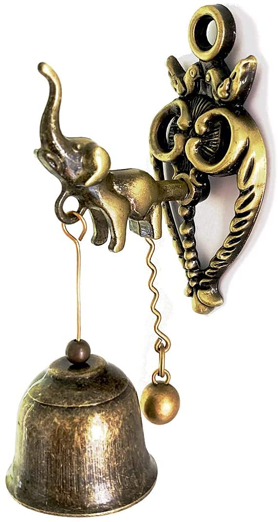 Alnicov Vintage Elephant Bell Decorative,Shopkeeper Bells Dinner Bell Strong Adhesive Magnetic Bell for Garden Home Decoration