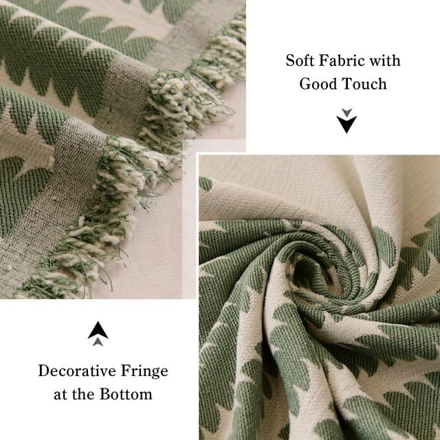 OKYUK Chenille Couch Covers,Magic Sofa Slipcovers Washable,Sectional Couch Covers,Chenille Throw Couch Covers with Tassel Cushion Covers Futon Cover Furniture Protector for Dogs Pets,71"*134",Green