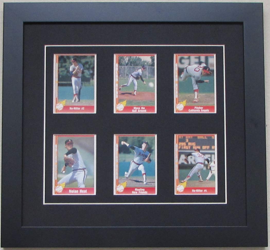 Trading Card Display Frame for 6 Cards- Black (White Trim) Mat and Black Frame